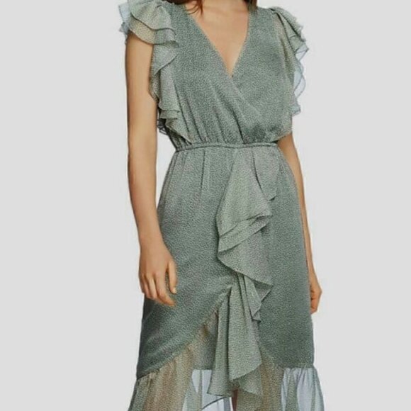 1. State Meadow Sweet High Low Flutter Summer Dress Moss Green Size M - Picture 3 of 9